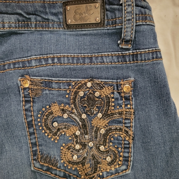 Earl Jeans Denim - Earl Jeans Prewashed Medium Blue 12P with embellishments on rear pockets